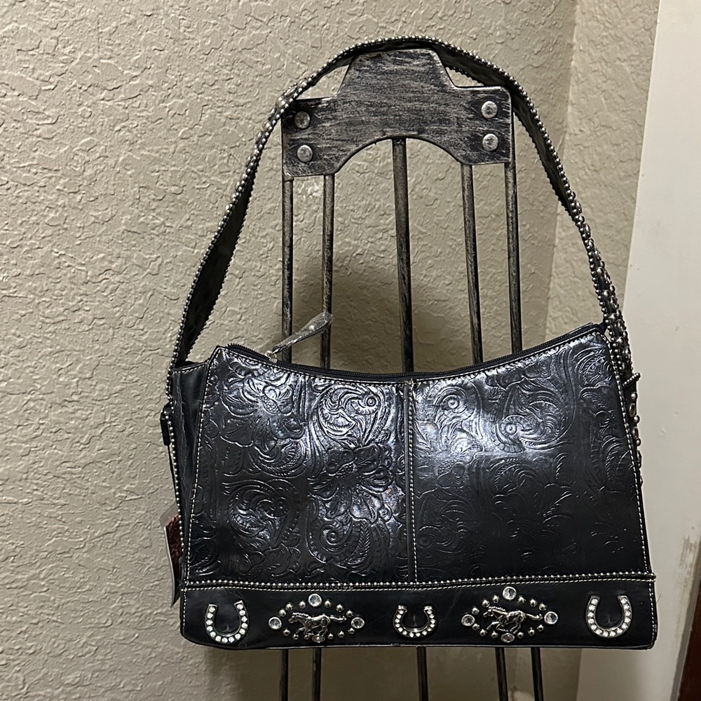 Country Road Black Embossed Shoulder Bag